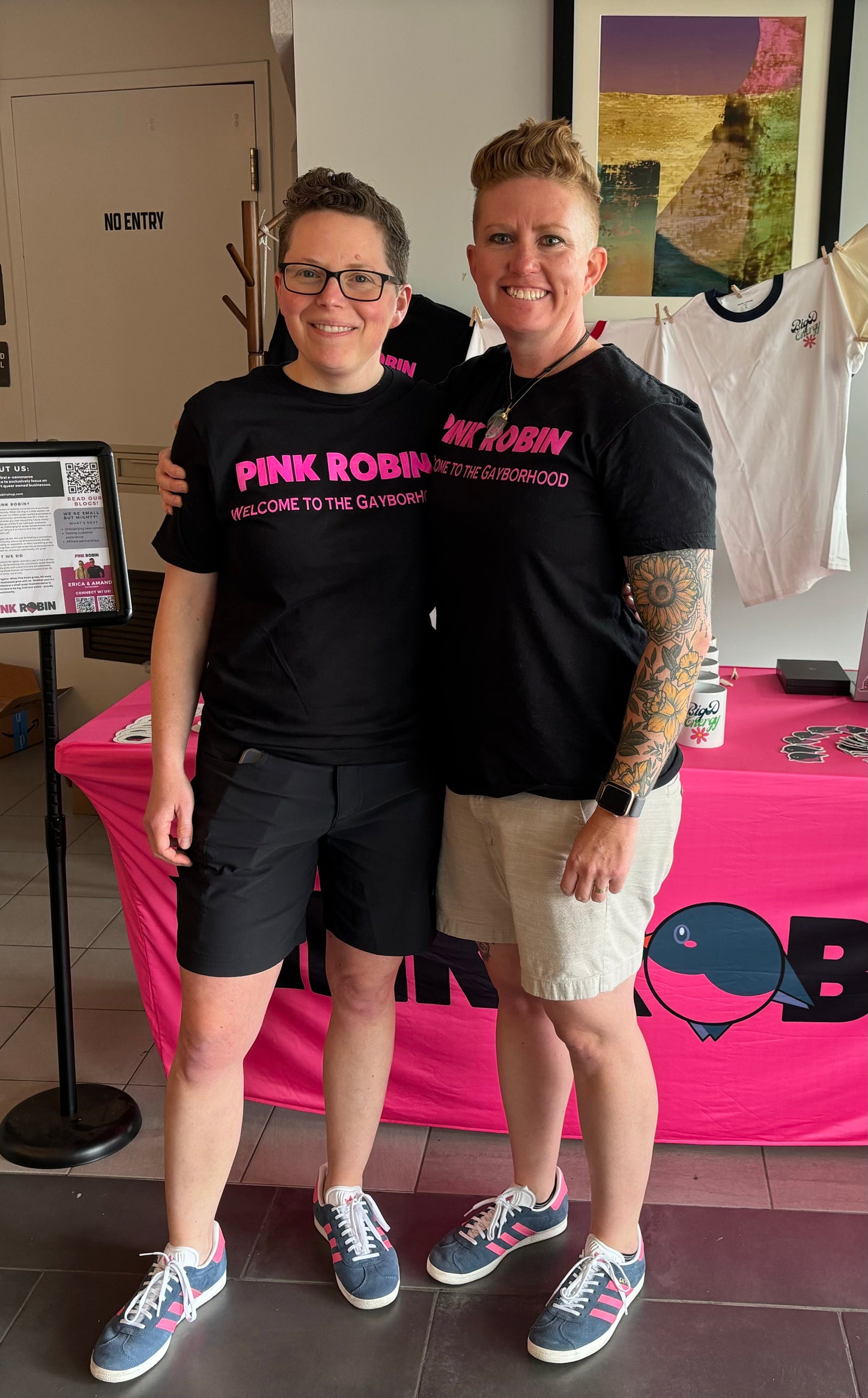 Pink Robin Black T-Shirt
